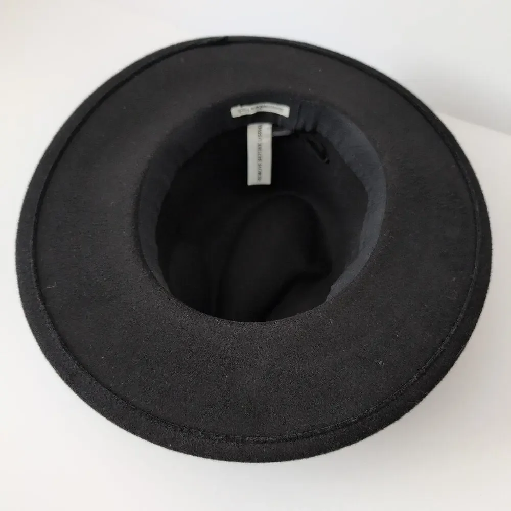 Abercrombie &‎ Fitch Black Hat Womens Felted Wide Brim Fedora Rancher Panama EUC